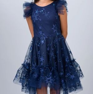 Navy Embroidered Ruffle Sparkling Sadie Star 16